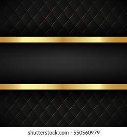 Black stripe with gold border on the dark background.