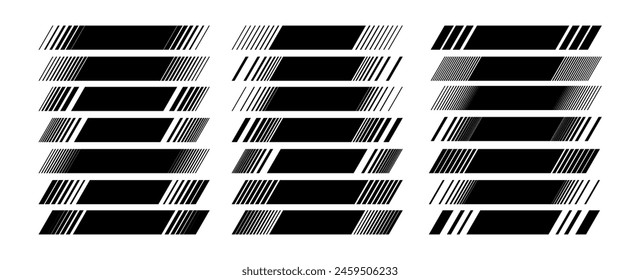 Black stripe line abstract banner button design set