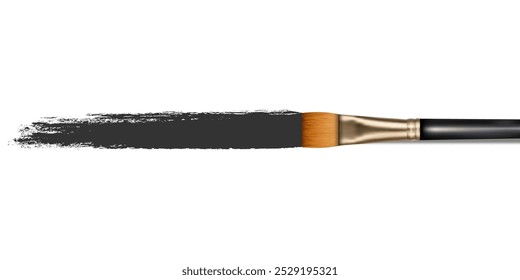 Black stripe of paint. Paint brush on white background.Grunge Abstract.Vector illustration.