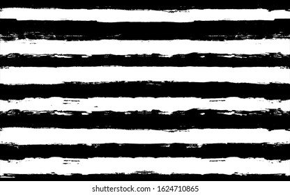 black stripe pattern. Hand painted lines grunge ink brush strokes. stripes graphic seamless background. paintbrush backdrop - Vector