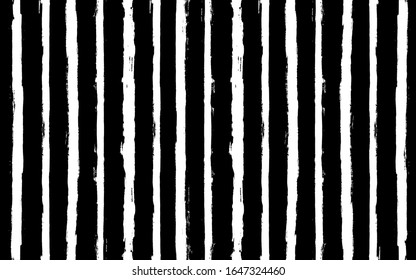 black stripe pattern. Hand painted lines grunge ink brush strokes. stripes graphic seamless background. paintbrush backdrop - Vector