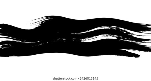 Black stripe watercolor . splash watercolor painted and copy space above and below.