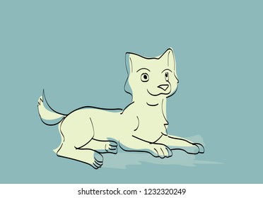 Black striped dog with blue background