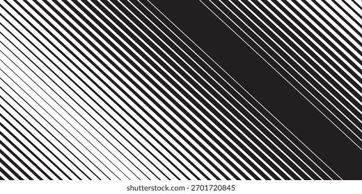 Textur der schwarzen Farbverlauf-Linien mit Halbtonstreifen. Schwindende vertikale Streifen Gradation Hintergrund von dünn bis dick. abstrakte Moderne
