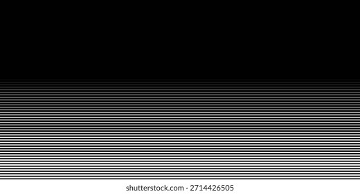 Textura de líneas degradadas de semitono rayadas negras. Fondo de gradación de rayas de Vertical descoloridas de delgado a grueso. Patrón de líneas paralelas de semitono negro aislado en Ilustración vectorial blanca.