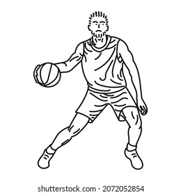 black striped illustration Young male muscular basketball player in action