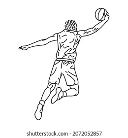 black striped illustration Young male muscular basketball player in action