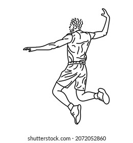 black striped illustration Young male muscular basketball player in action