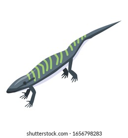 Black striped lizard icon. Isometric of black striped lizard vector icon for web design isolated on white background