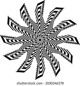 black striped patterns in the style of op art resembling a star