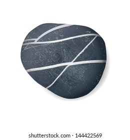 black striped pebble on white background