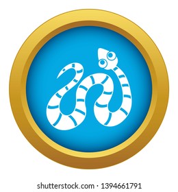 Black striped snake icon blue vector isolated on white background for any design