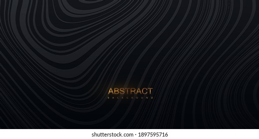 Black striped texture. Abstract marbling background. Vector illustration. Smooth fluid lines pattern. Modern poster design. Trendy cover with wavy black lines