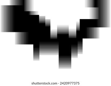 Black striped vector pattern on a white background. Optical effect. Monochrome shimmer. Electronic light. Modern Abstract vector background. Halftones