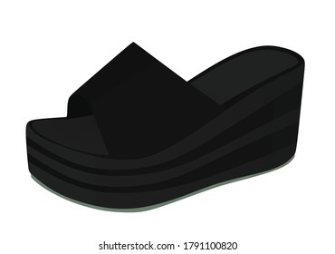 Black  striped woman sandal. vector illustration