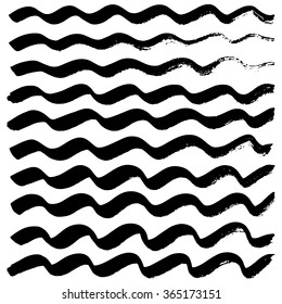 Black stripes background, hand drawn with ink. Abstract grunge vector illustration. 