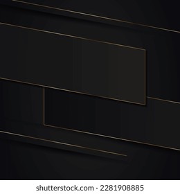 Black stripes banner with golden lines background. Vector illustration. 