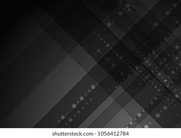 Bandas negras y círculos tecnología de fondo abstracto. Ilustración del vector