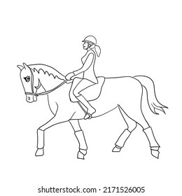 black stripes depicting a woman riding a horse.Isolated vector illustration on a white background.