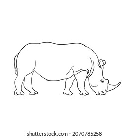 The black stripes of a large rhinoceros horn.Isolated vector illustration on a white background.Cute design for t shirt print, icon, logo, label, patch or sticker.