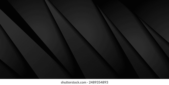 Black stripes monochrome abstract technology material background. Futuristic vector corporate design