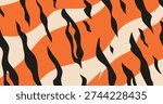 Black stripes on orange and beige background, tiger pattern