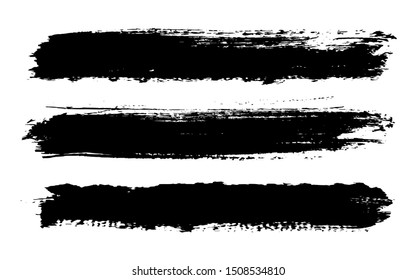 Black stripes on white background. Vector grunge brushes.