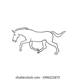 Black stripes running horse.Isolated vector illustration on a white background.