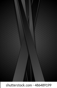 Black stripes tech abstract corporate background. Vector design