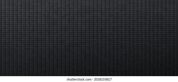 Black stripes tiles in rhombic pattern background. Carbon black textures with geometric chain mail weaves with nickel durable vector fiber.