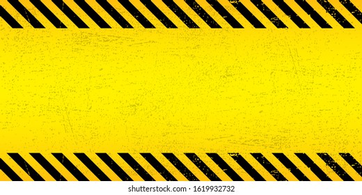 Black Stripped Rectangle on yellow background. Blank Warning Sign. Warning Background. Template. Vector illustration EPS10.