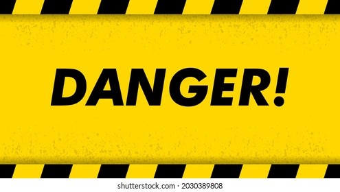 Black Stripped Rectangle on yellow background. Blank Warning Sign. Warning Background. Template. Vector illustration.