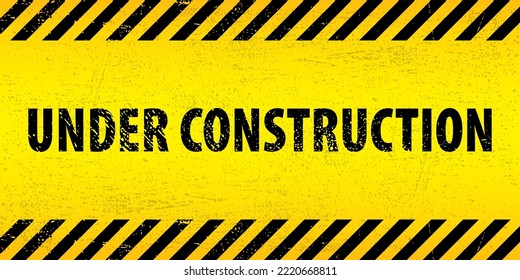 Black Stripped Rectangle on yellow background. Blank Warning Sign. UNDER Construction. Vector illustration EPS10.