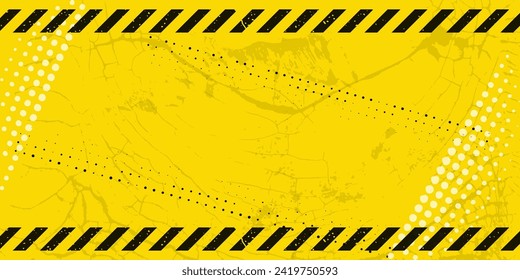 Black Stripped Rectangle on yellow background. Blank Warning Sign and text space. Warning Background. Danger caution grunge tape. Vector illustration for your design. EPS10.