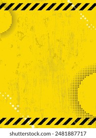 Black Stripped Rectangle on yellow background. Blank Warning Sign and text space. Warning Background. Danger caution grunge tape. Vector illustration for your design. EPS10.