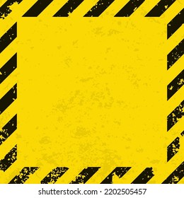Cuadrado negro desnudo sobre fondo amarillo. Signo de advertencia en blanco. Fondo de advertencia. Cuadrado de plantilla. Ilustración del vector EPS10.