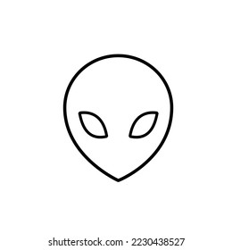 Black stroke alien head icon on white background