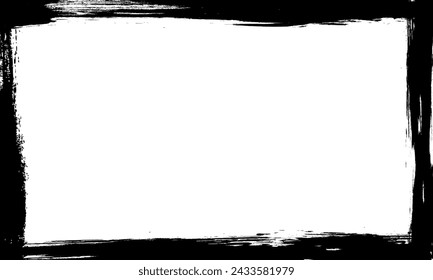 black stroke grunge frame border empty space template background vector