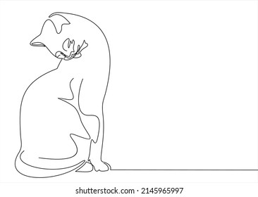 black stroke  line icon of a cat sitting in full body