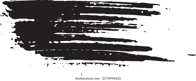 black stroke made with a brush of coarse black lines that are interrupted, for a variety of designs