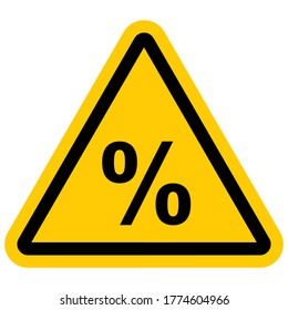 Schwarzes Strichdreieck mit gelbem % Rabatt. Design für Banner verkaufen. Sonderangebot zum Großverkauf. Sonderangebot Vektorgrafik kann Banner, Plakat, Flyer, Broschüre, Aufkleber verwenden