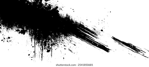 black strokes isolated on white and textured brush stoke patterns