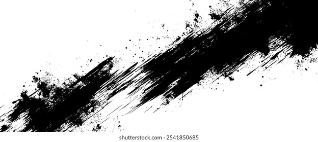 black strokes isolated on white and textured brush stoke patterns