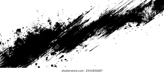 black strokes isolated on white and textured brush stoke patterns