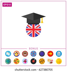Black student hat icon