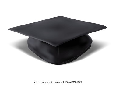 Black student hat, isolated on white