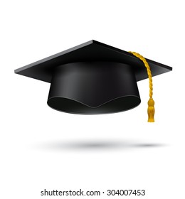 Black Student Hat Isolated On White Stock Vector (Royalty Free) 304007453