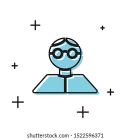 Black Student icon isolated on white background.  Vector Illustration