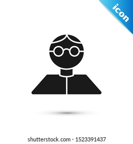 Black Student icon isolated on white background.  Vector Illustration