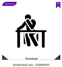 Black student icon  vector.  Best modern , simple, isolated, school-pictograms , logo, flat icon for website design or mobile applications, UI / UX design vector format